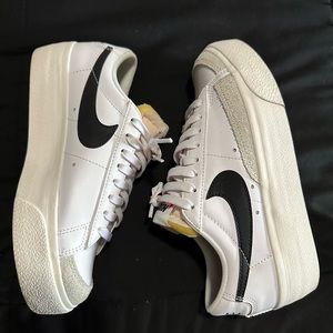 Nike Blazer suede-trimmed leather platform sneakers